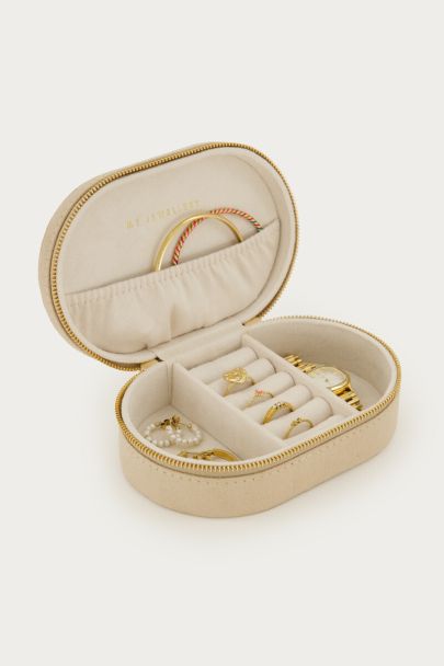 Beige sieraden box met bloemen