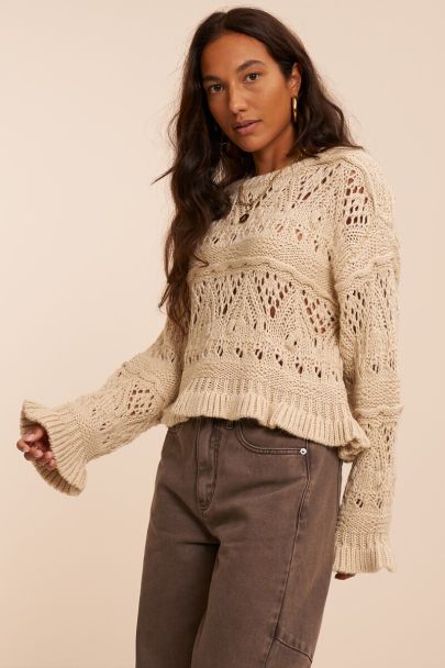 Pull en maille beige style boho