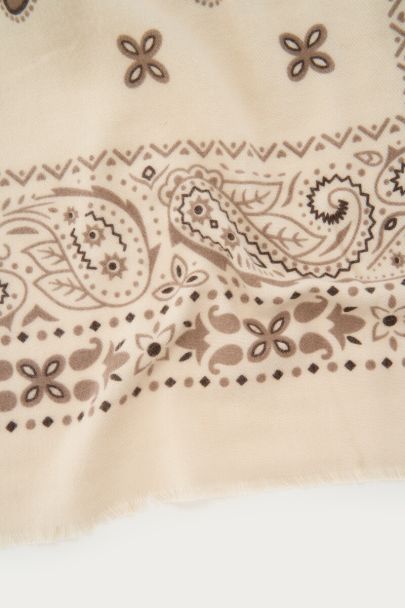 Beige grote sjaal met paisley print