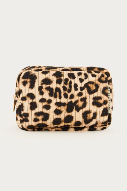 Beige toilettas met luipaard print