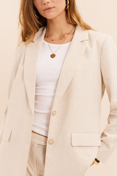 Beige linnen look blazer 