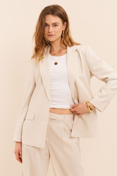 Beige linnen look blazer 