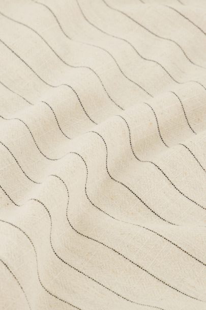 Beige linnen look broek met krijtstrepen