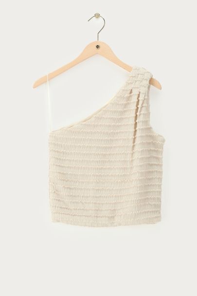Beige one-shoulder top with structure