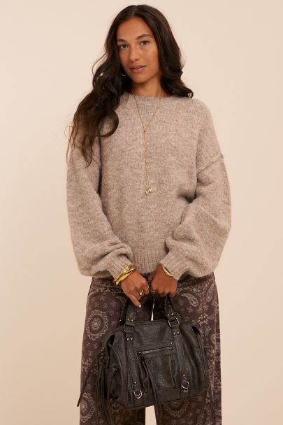 Pull oversize beige en maille