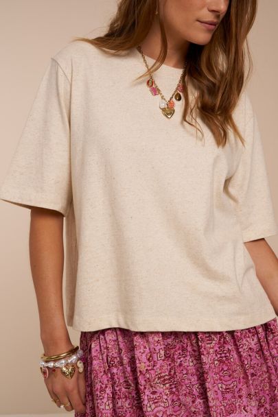 T-shirt aspect lin beige oversize 