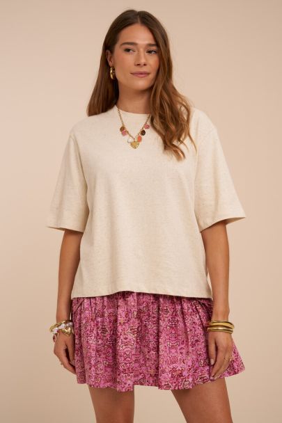 T-shirt aspect lin beige oversize 