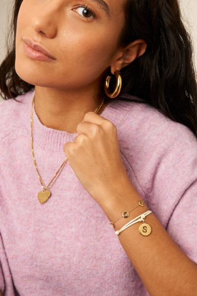 Beige touw armband in satijn look