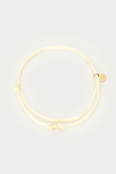 Beige touw armband in satijn look