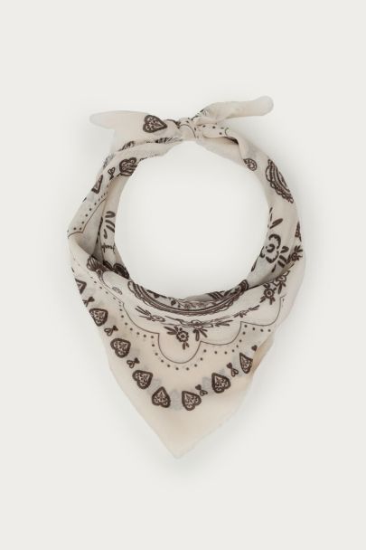 Foulard beige à imprimé bandana marron