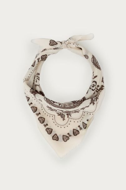 Beige scarf with brown paisley print