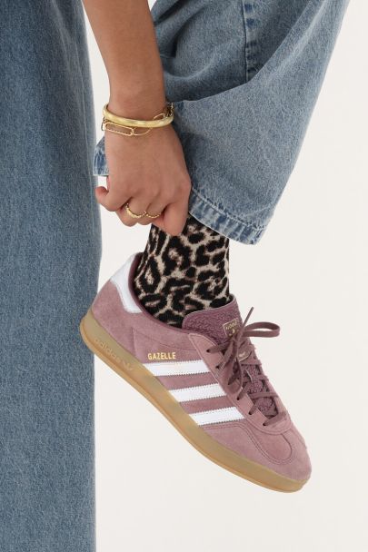 Chaussettes beiges avec imprimé léopard