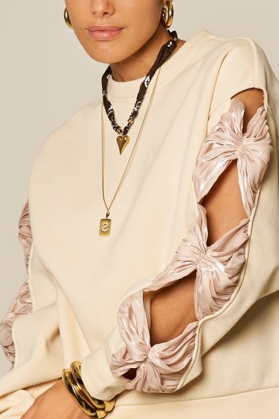 Beige sweatshirt with satin bows