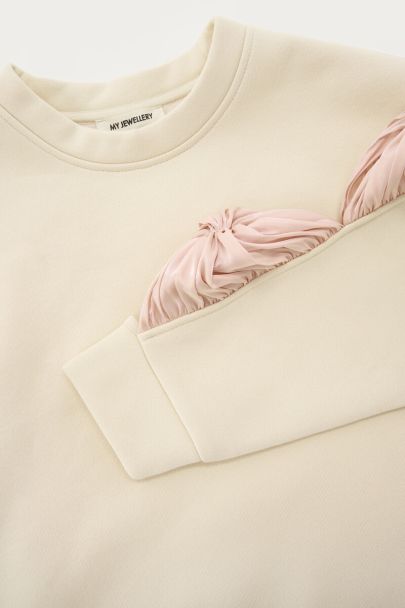 Beige sweatshirt with satin bows