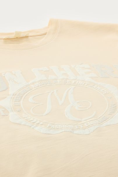 Beige T-shirt 'Mon chéri'
