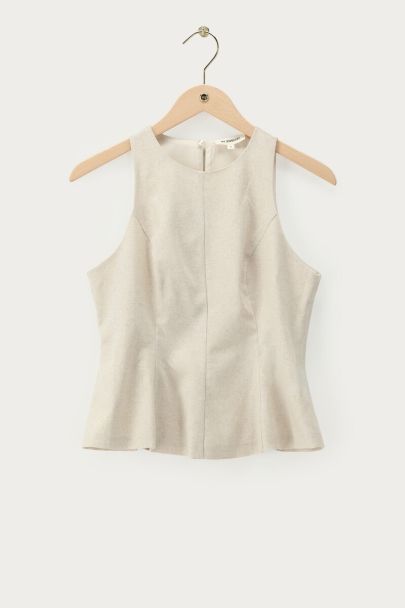 Beige tanktop in linnen look