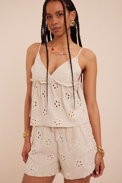 Beige triangle top with embroidery