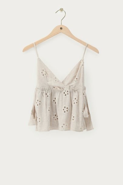 Top triangle beige brodé