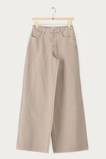 Beige wide leg jeans
