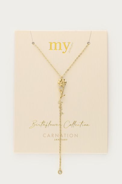 Birth Flower Kette mit Anhänger und Strass