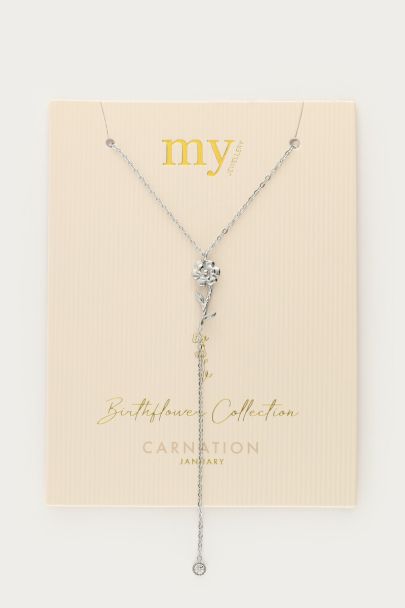 Birth Flower ketting met bedel en strass
