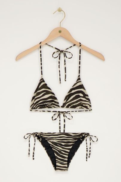 Bikini triangle zébré noir et blanc en lurex