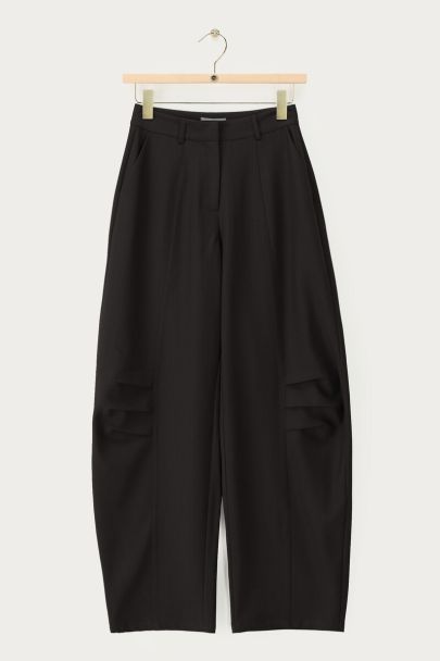 Zwarte barrel pantalon met naden