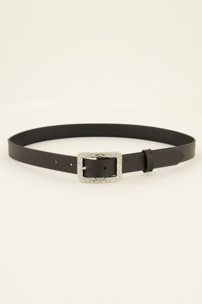 Ceinture noire cuir boucle argentée