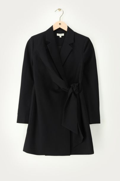 Black blazer dress with bow overlap