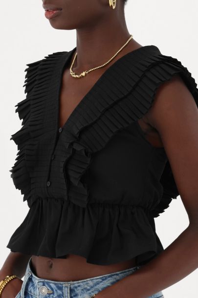 Black corset top with v-neckline