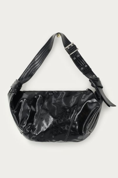 Zwarte crossbody lak tas 