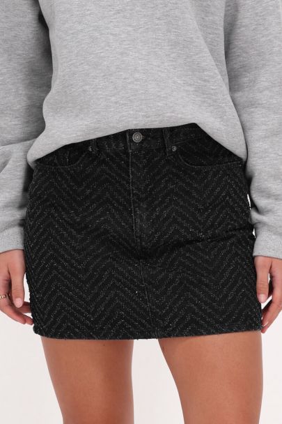 Jupe en denim noir avec jacquard