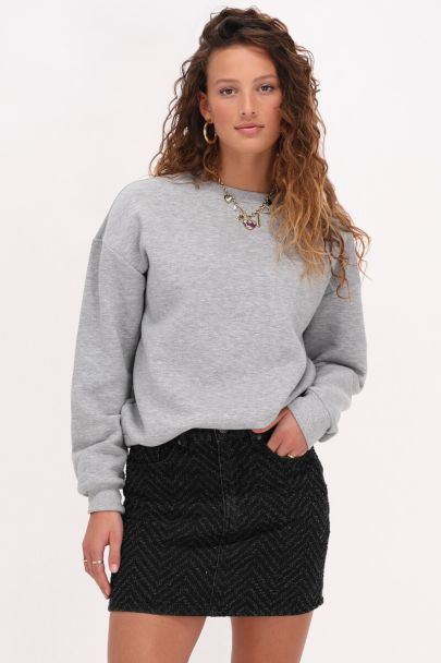 Jupe en denim noir avec jacquard