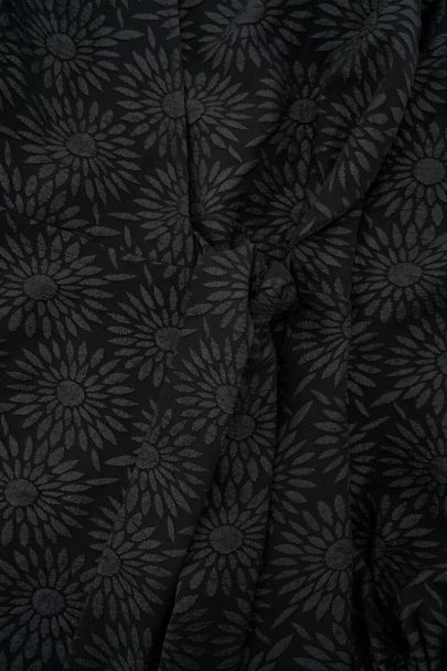 Zwarte jacquard jurk met zonnebloemen