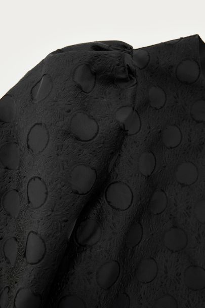 Zwarte jacquard top met lange ballon mouwen