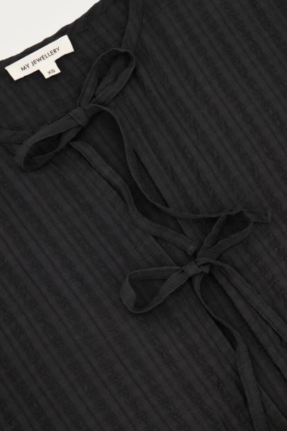 Zwarte jacquard top met strik details