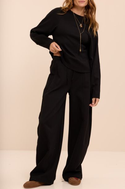 Black jogger trousers with tie drawstring