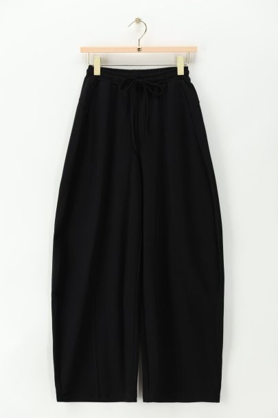 Black jogger trousers with tie drawstring