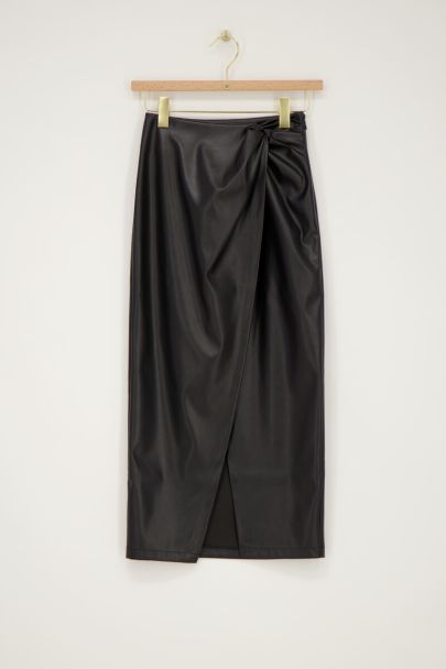 Jupe noir midi en simili cuir