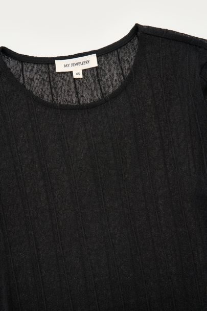 Zwarte mesh top met lange mouwen