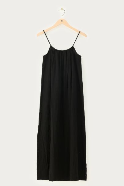 Black muslin maxi dress