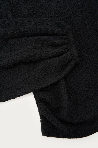 Schwarzes One-Shoulder-Crêpe-Oberteil