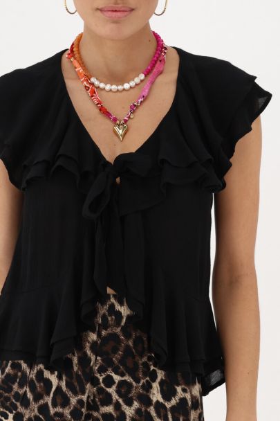 Zwarte ruffle top met strik