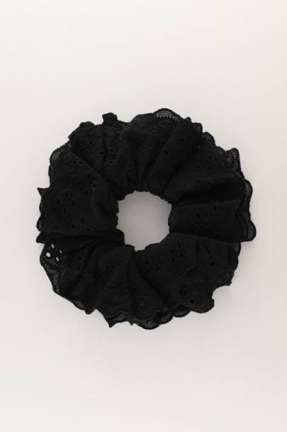 Zwarte scrunchie met embroidery