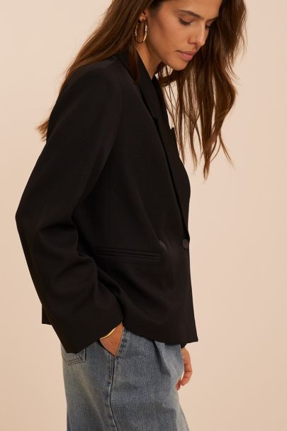 Blazer court noir avec boutons