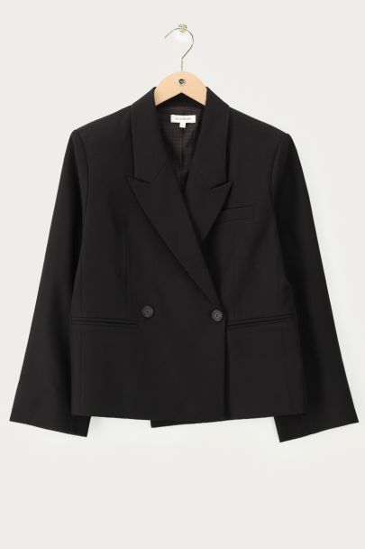 Blazer court noir avec boutons