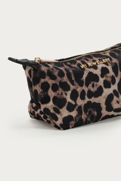 Petite trousse de toilette noire et léopard