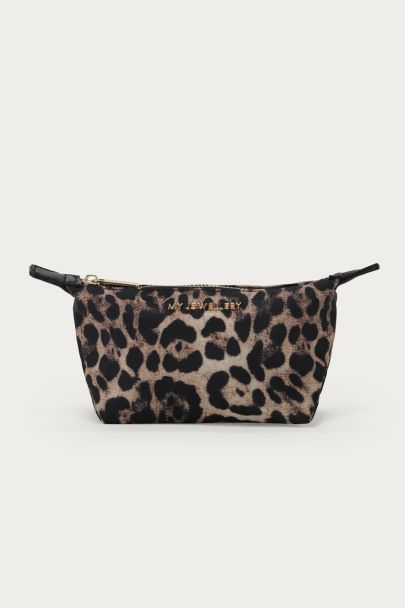 Petite trousse de toilette noire et léopard
