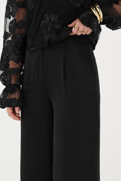 Zwarte wijde pantalon in satijn look