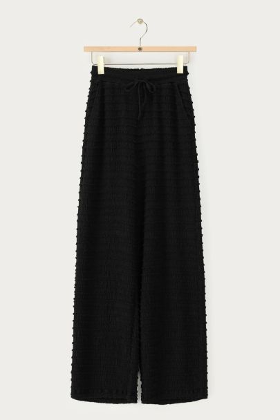 Pantalon large noir à taille élastique 